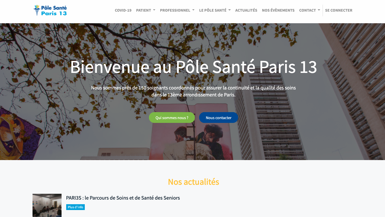 Site internet du Pôle Santé Paris 13
